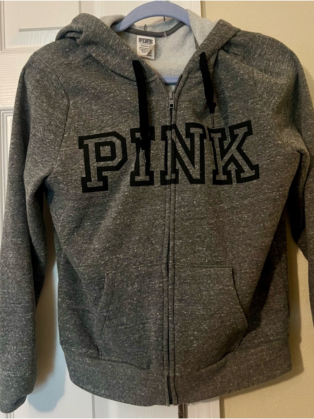 Victoria's Secret PINK Gray Zip-Up Hoodie with Black Logo